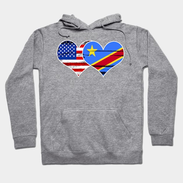 Democratic Republic of the Congo DRC USA Twin Flag Hoodie by Tokyo